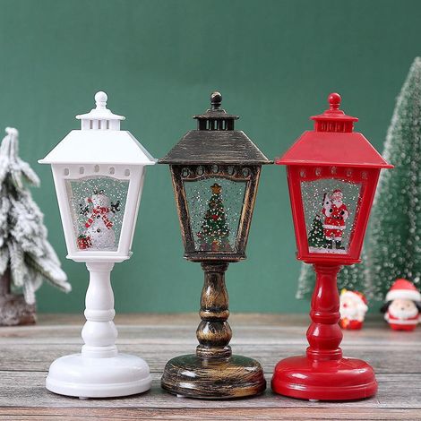 Lampe Noël - Globe À Neige Lumineux Avec Eau Et Paillettes - Rotation Automatique - Alimentation Sur Batteries AAA Ou USB - Hauteur 21 Cm (1/5)