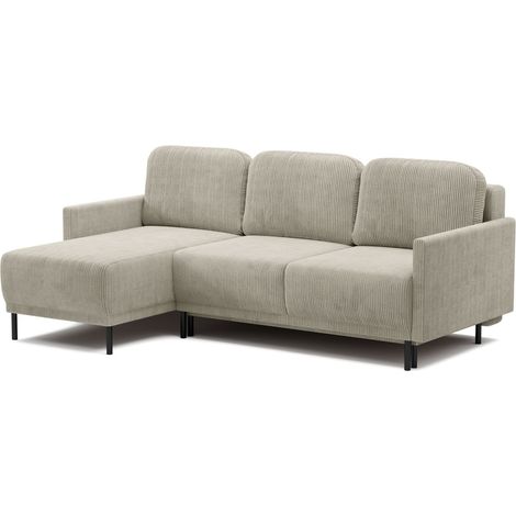 Selsey Hamiel – Ecksofa mit Schlaffunktion & Bettkasten, Cord, Universal, Hellbeige