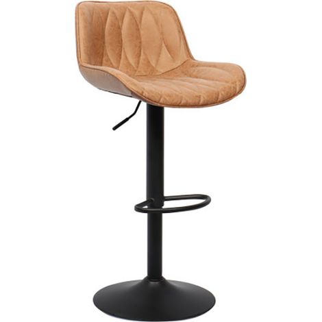 Tabouret de bar pivotant réglable Lola PU cognac (1/5)