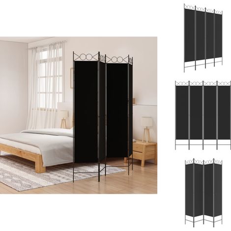 Raumteiler - Living 4-tlg. Paravent Schwarz 160x200 cm Stoff (1/5)