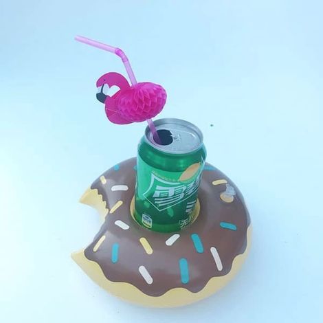 Lot de 2 porte-gobelets, porte-gobelets en PVC épais, forme de donut marron, idéal pour la piscine. (1/4)