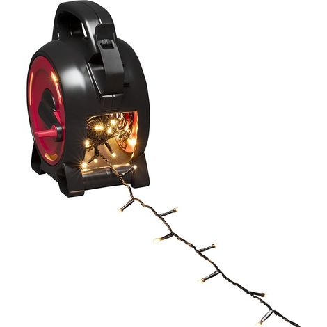 Guirlande lumineuse à micro-LED avec enrouleur de câble, 150 diodes blanc chaud, 30 V, extérieur (IP44), Câble souple noir (1/5)