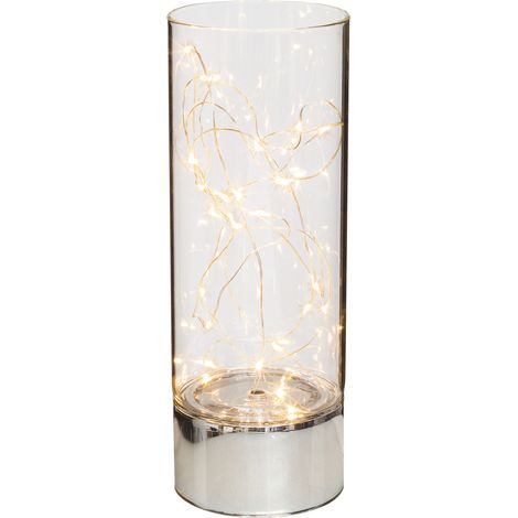 creativ home Glas Dekogefäß Transparent rund mit 25er LED-Lichterkette