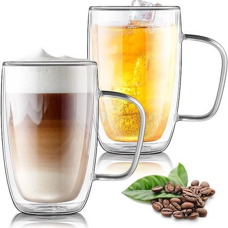 Grande Tasse Double Paroi,Mug à Café avec poignee (1/4)