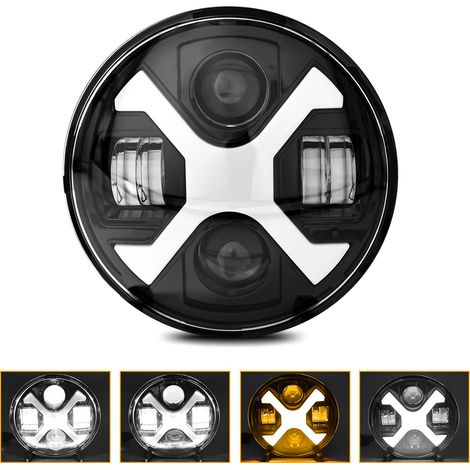 Phare LED 7 pouces pour moto – 4 modes,IP67 étanche, alliage alu, connecteur H4/H13, 10600 lm (1/5)