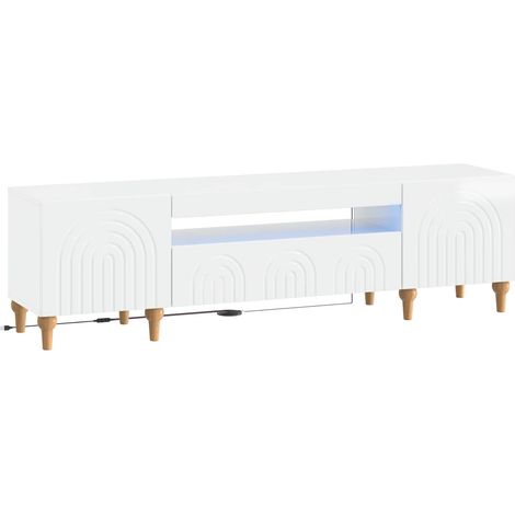LED TV Cabinet High Gloss White Engineered Wood vidaXL (1/5)