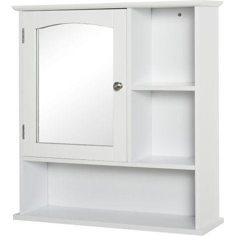 Wall-Mounted Bathroom Cabinet with Mirror and Adjustable Shelves for Organized Storage in Bathroom, Kitchen, or Bedroom - Stylish White Design