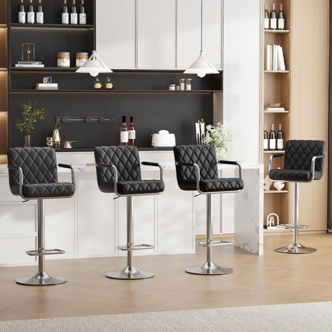 Barhocker 4er Set höhenverstellbar, 360° drehbar mit Armlehnen & Rückenlehne (1/5)