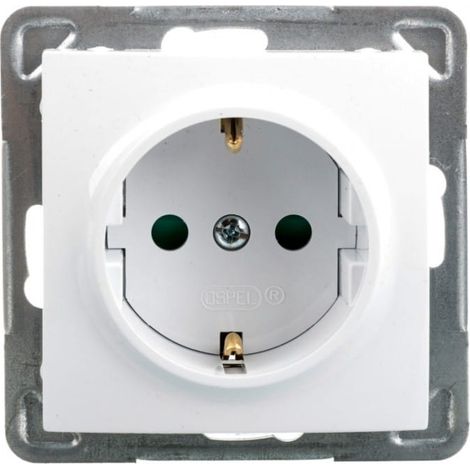 Enchufe individual Impresja con tapa Schuko, blanco GP-1YSP/m/00