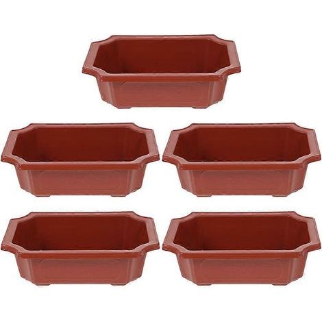 Set mit 5 Kunststoff-Blumentöpfen mit Abflusslöchern – 18,5 x 14 cm – Dunkelrot (1/4)