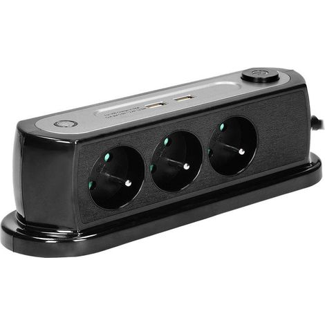 Schreibtisch-Verlängerungskabel mit Schalter 3x2P+Z, 2xUSB 1,4 m - ON-13190/B (1/5)