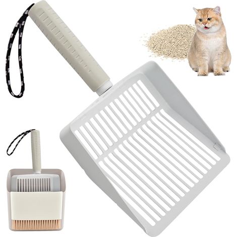 1 - Pelle à Litière Chat - Support Rangement - Acier Inoxydable - Tamis Large Profond Nettoyage Hygiénique - Poignée Ergonomique - Intérieur Maison - Blanc - 27,5x14x4cm (1/5)