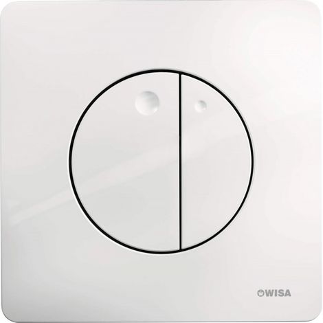 Plaque de commande WC en plastique blanc – Mécanisme à double chasse 3/6L – Pour réservoirs à encastrer WISA Quadro (1/2)