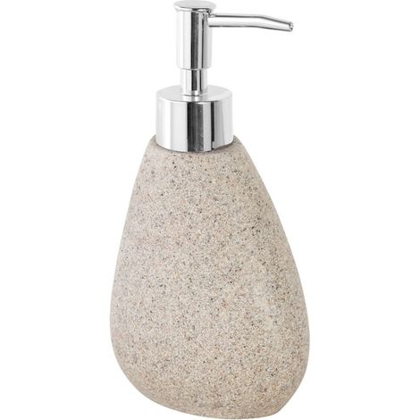 Distributeur de savon liquide en pierre, polyrésine, beige (1/2)
