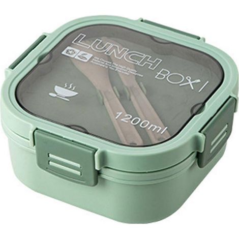 Tragbare Lunchbox für Büroangestellte, robuste Lunchbox mit hohem Fassungsvermögen für unterwegs (Grün, kurz) (1/5)