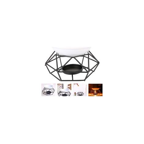 Lampe à parfum, brûleur d'arômes avec structure géométrique en fer et bol en céramique, brûleur d'arômes pour huiles essentielles ou porte-bougie chauffe-plat (1/5)
