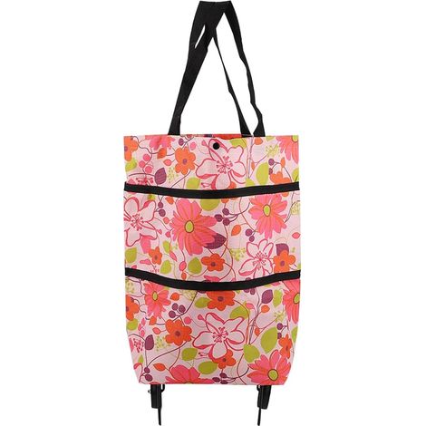 de courses pliable OUNONA avec roulettes en tissu Oxford (1/5)