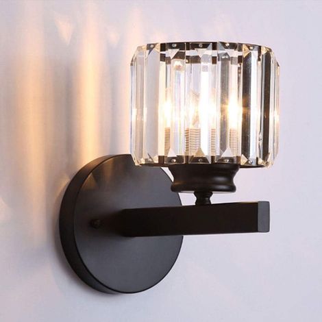 Applique murale en cristal, lampe de chevet décorative, éclairage d'intérieur, abat-jour en verre, ampoule non incluse (noir). (1/5)