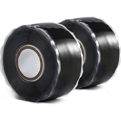 Cinta de silicona, cinta autofusible, cinta de sellado impermeable, cinta de reparación de emergencia para mangueras, fugas en tuberías de agua, cables y alambres eléctricos, 2 rollos, 3 metros, color (1/5)