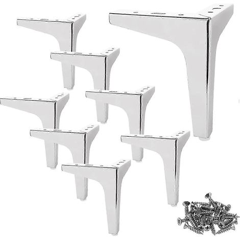 Un ensemble de huit pieds de canapé plaqués or de 10 cm, pieds de meubles plaqués or avec une capacité de charge de 600 kg, pieds de canapé en métal plaqué or avec vis, adaptés aux canapés, meubles TV (1/5)