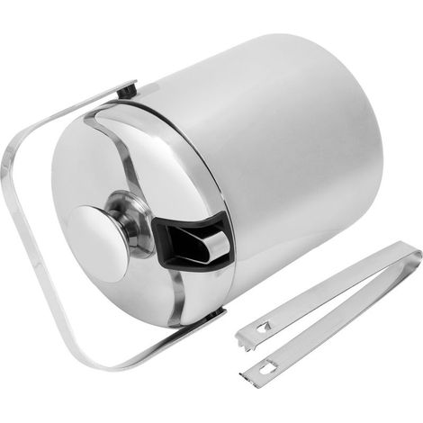 1300-ml-Eiskübel mit Deckel, Sieb und Eiszange aus Edelstahl 304 für die Hausbar (1/5)