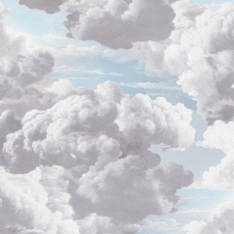 Natur Tapete Profhome 399856 heißgeprägte Vliestapete leicht strukturiert mit Wolken matt blau weiß platin-grau 5,33 m2