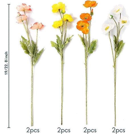 Lot de 8 bouquets de fleurs artificielles en soie pour la décoration intérieure.