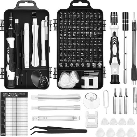 122 en 1 Kit Tournevis de Precision, Coffret Outillage, Jeu de Tournevis Précision Magnétiques compatible PC pour outils modelisme Ordinateur portable, téléphone portable et lunettes (1/5)
