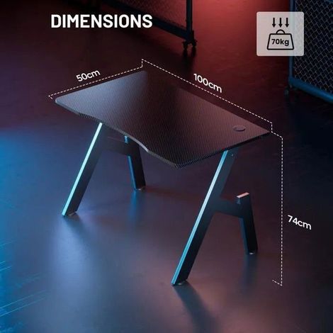 EcoFurnix 100 x 50 cm Gaming Desk, Ergonomic Computer Desk, Computer ...