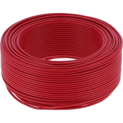 Câble électrique 19 brins cuivre isolé PVC BVR 1x2,5 mm², 100 mètres, rouge, 450V AC, fil multiconducteur résistant (1/5)