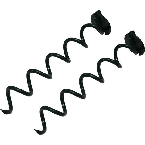 Heavy Duty Spiral Ground Anchor Stakes x2 (Dog Tie Down Spikes Camping Trampoline Green)