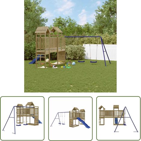 The Living Store Spielturm Imprägniertes Kiefernholz - Holzspielplatz - Kindermöbel - Gartenspielgeräte - Spielturm - Rutsche (1/5)