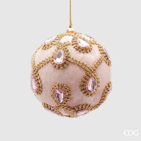 EDG Enzo De Gasperi Palla Natale Gemme Velluto D 10 Cm Pink 1 Pz (1/5)