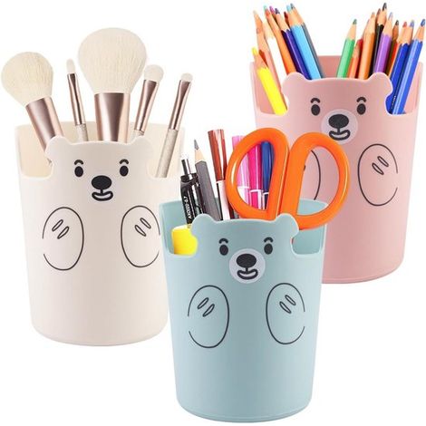 3 portapenne, diametro superiore 8,5 cm, diametro inferiore 7,3 cm, altezza 10,6 cm. Vassoio portaoggetti / organizer per trucchi / portapenne per studenti / S (1/5)