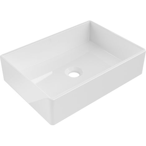 Lavabo cerámico sobre encimera, 45x32x11 cm, Blanco
