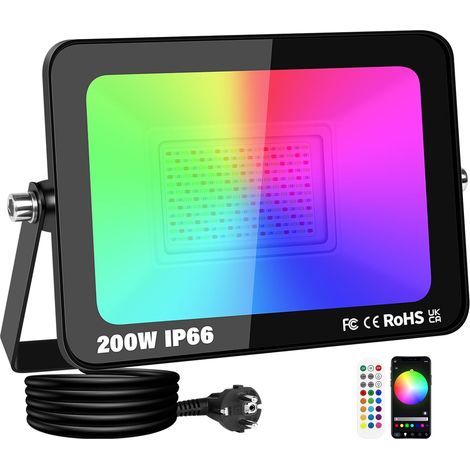 1 x Projecteur Led RGB Exterieur, 200W 20000LM Projecteur Led RVB (1/5)