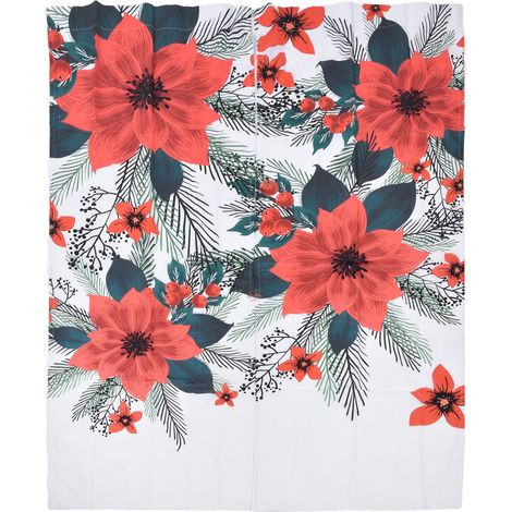 Rideaux imprimés numériques 3D fleurs rouges feuilles vertes décoration pour balcon véranda 170x200cm