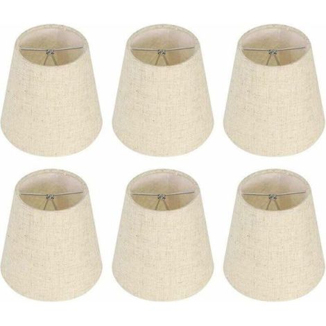 Lot de 6 petits abat-jours, abat-jour tonneau en toile de jute, ampoule à clipser, suspension nordique beige (1/5)