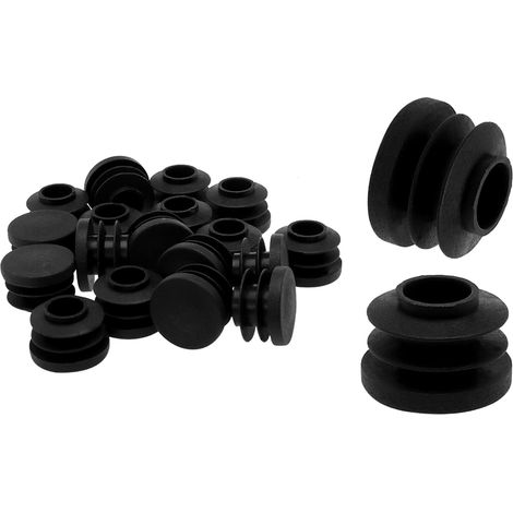 20mm Diamètre Rond Plastique Bouchons x 20PCS Plastiques Fin Bouchons Insérer pour Métal Tube, Clôture, Glide Insert, Tuyau Poteau, Chaises et Meubles, Noir (1/4)