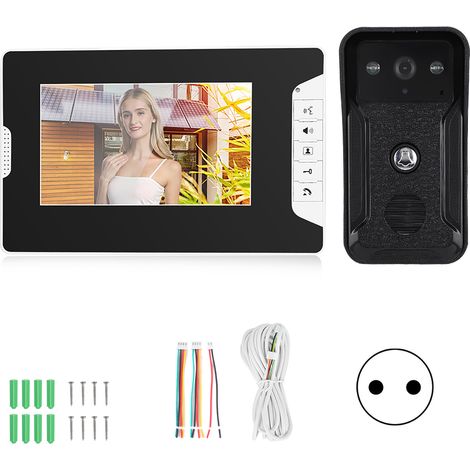 Sonnnette vidéo filaire 7 pouces TFT pour maison, interphone extérieur étanche avec caméra vision nocturne, alimentation 100-240V EU (1/5)
