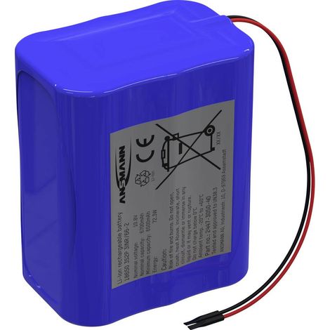 Pacco batteria 8x 18650 Ansmann 3S2P con cavo Li-Ion 10.8 V 5100 mAh