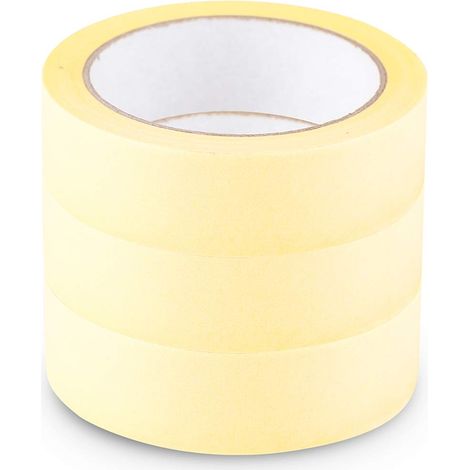 Scley Abdeckband, Kreppband Breite 30mm, Länge 33m, 3 Stück Malerband, Malerkrepp gelb, Klebeband für Malerarbeiten Serie 545, A0303-450130 (1/5)