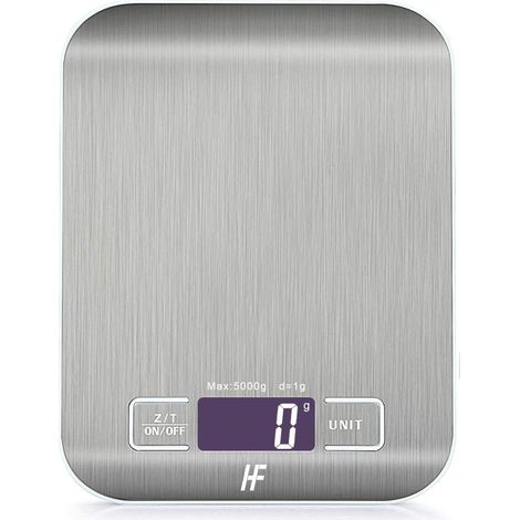 Balance de cuisine numérique de précision 5 kg/1 g, plateau en acier inoxydable, écran LCD rétroéclairé, accessoires pour la cuisine à la maison, au bureau et pour le barbecue
