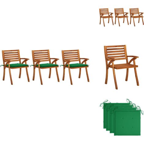 Chaises à manger de jardin avec coussins lot de 3 Acacia massif - Chaise De Jardin - Fauteuil De Jardin - Acacia Massif - Meubles De Jardin - Mobilier De Jardin (1/5)