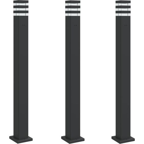 Lampade da terra per esterni con presa 3 pz 110 cm alluminio nero 020042569