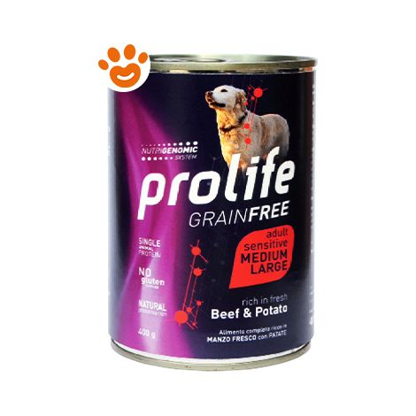 Prolife Dog Grainfree Adult Medium Large Manzo e Patate - Prolife Dog Grainfree Adult Medium Large Manzo e Patate - Lattina Da 400 Gr