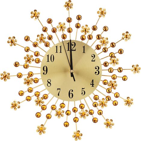 Horloge murale en forme de fleur en fer créatif, Style européen, suspension en diamant