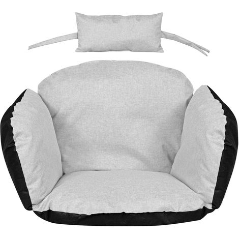 Cojín de jardín de 113x112 cm para silla colgante, diseño de nido de cigüeña, impermeable, gris claro. (1/5)