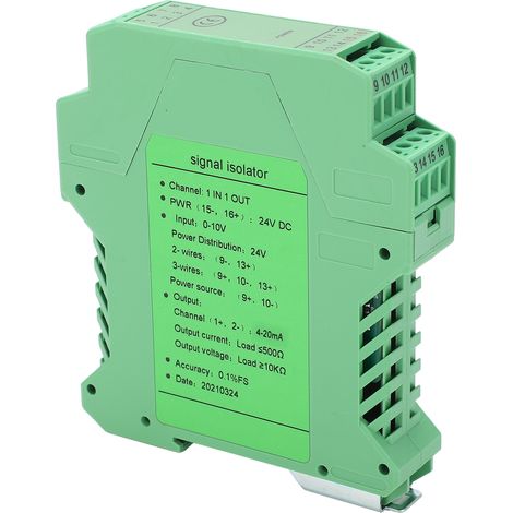 Isolateur de signal, distributeur d'alimentation, transmetteur, 1 entrée, 1 sortie, montage sur rail, protection de circuit (1/5)