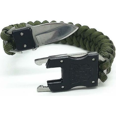 Outdoor Supplies Umbrella Rope Bracelet Braided Knife Buckle Bracelet Pocket Knife Bracelet 2 Pieces Green (1/3)